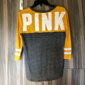 Pink Victoria's Secret yellow/gray 3/4 sleeve shirt size XS​​​